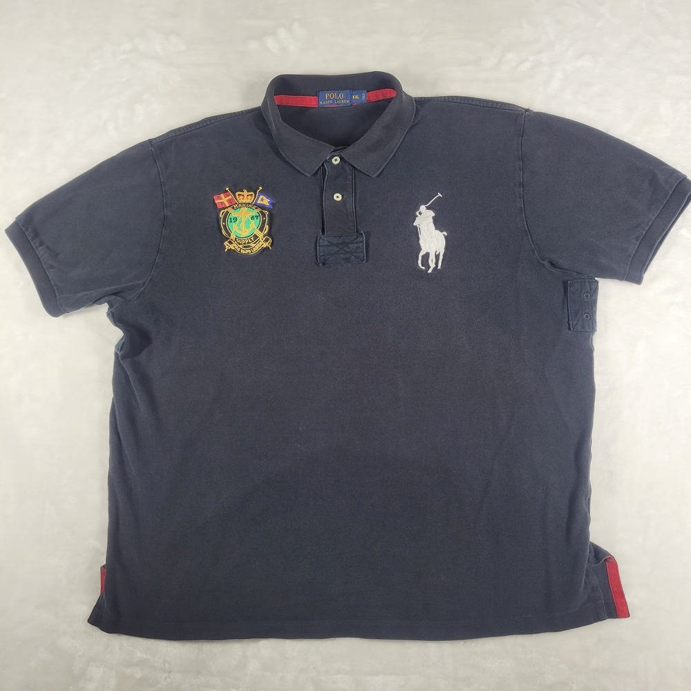 Polo Ralph Lauren Short Sleeve Polo Shirt Men's XXL Black Big Pony Marine Supply